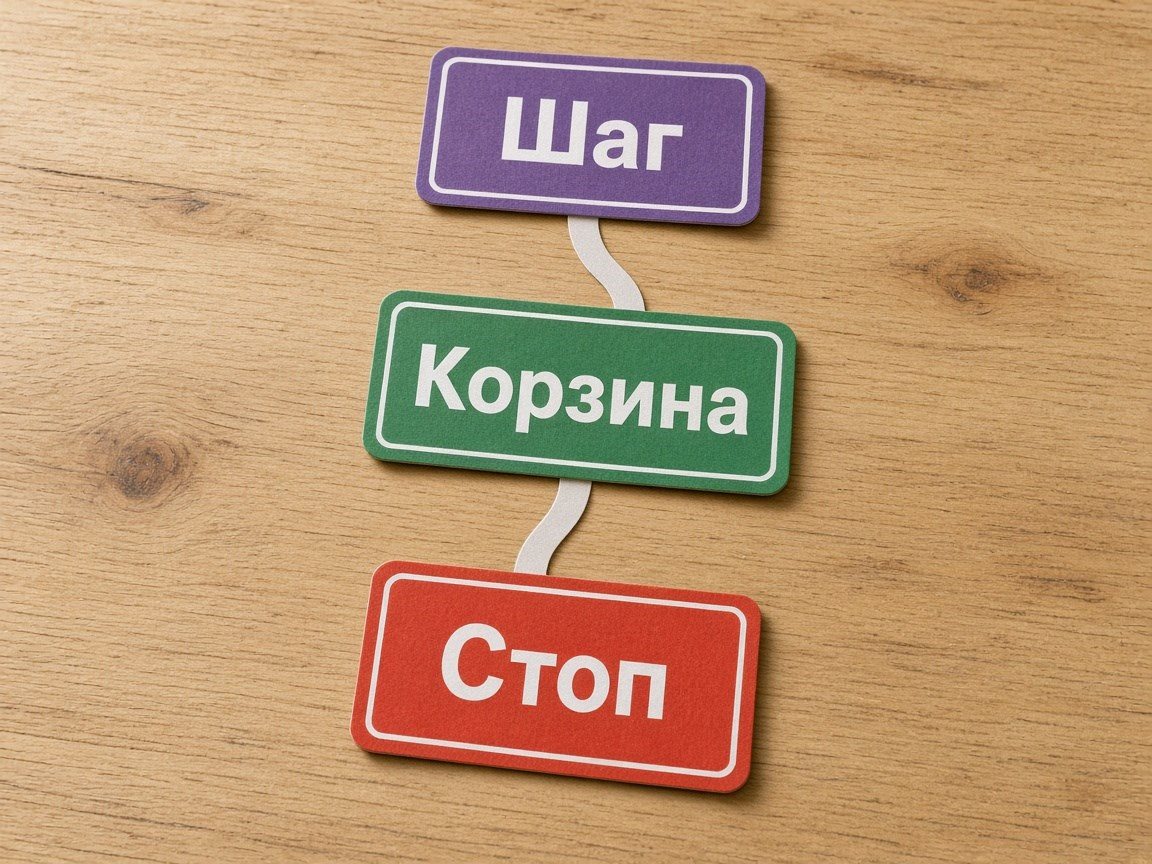 Стикеры сценария и ошибки на тёмном столе