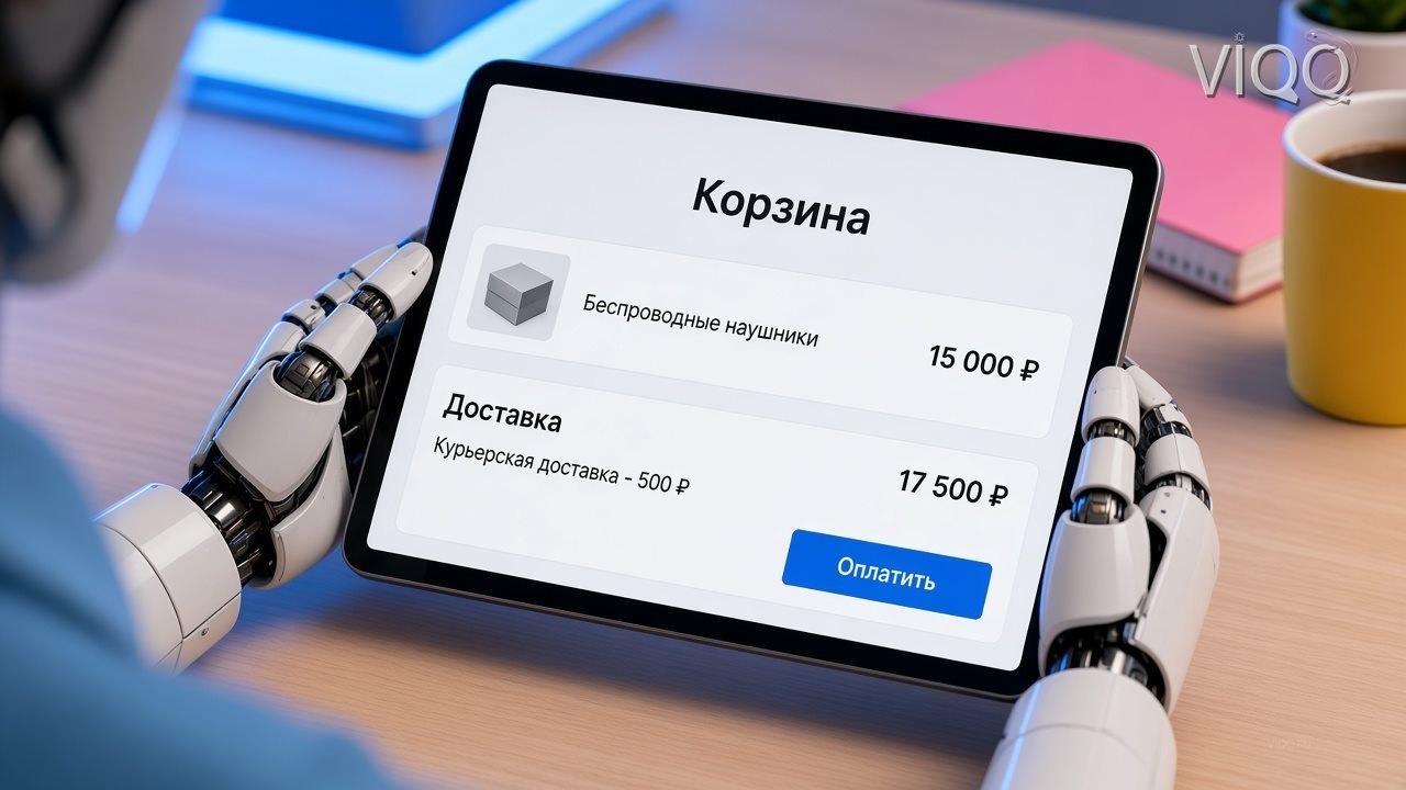 Планшет с корзиной и оплатой в рублях