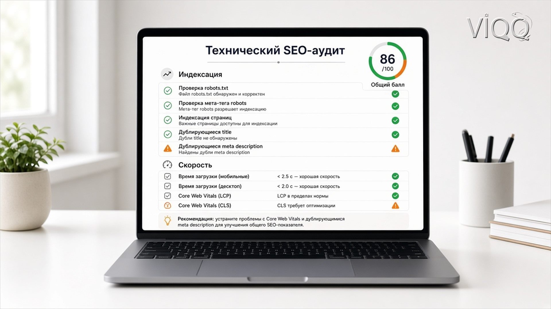 Отчёт SEO-аудита: ошибки индекса и список страниц