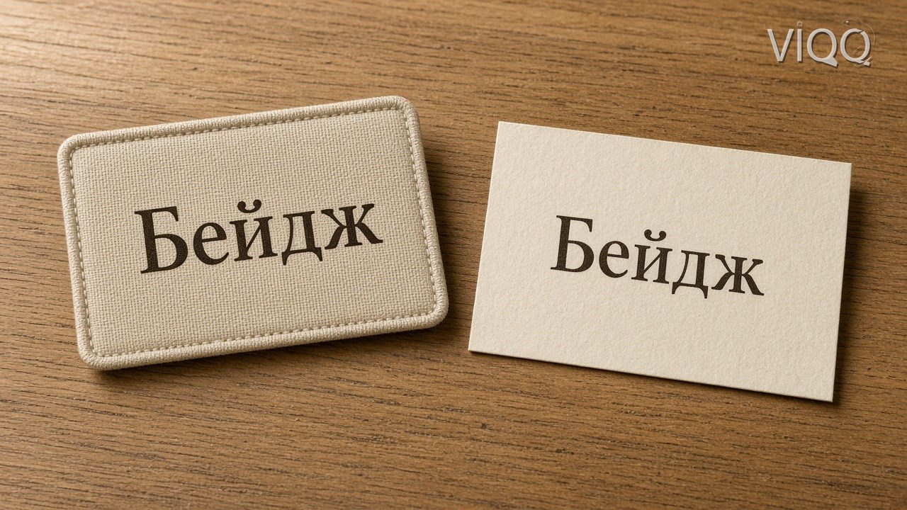 Бейдж и карточка с одним шрифтом заголовка