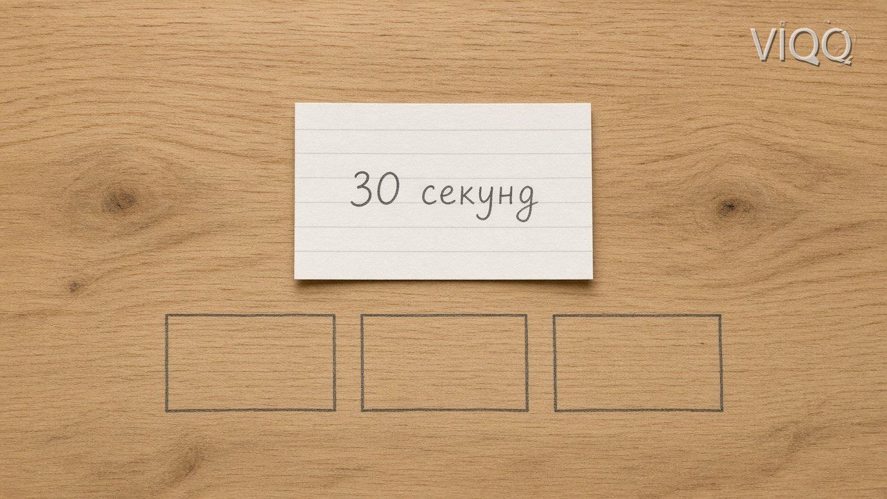 Карточка 30 секунд над тремя пустыми рамками