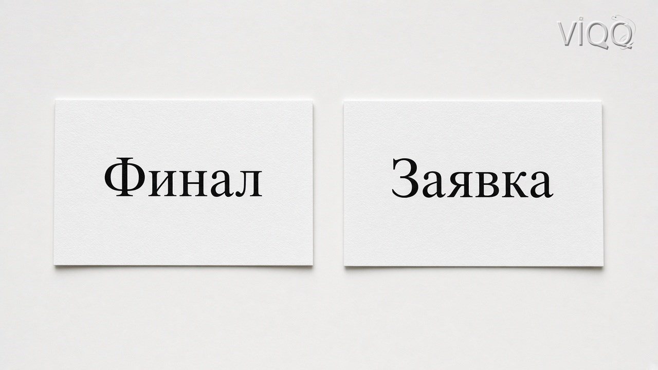 Две карточки: Финал и Заявка