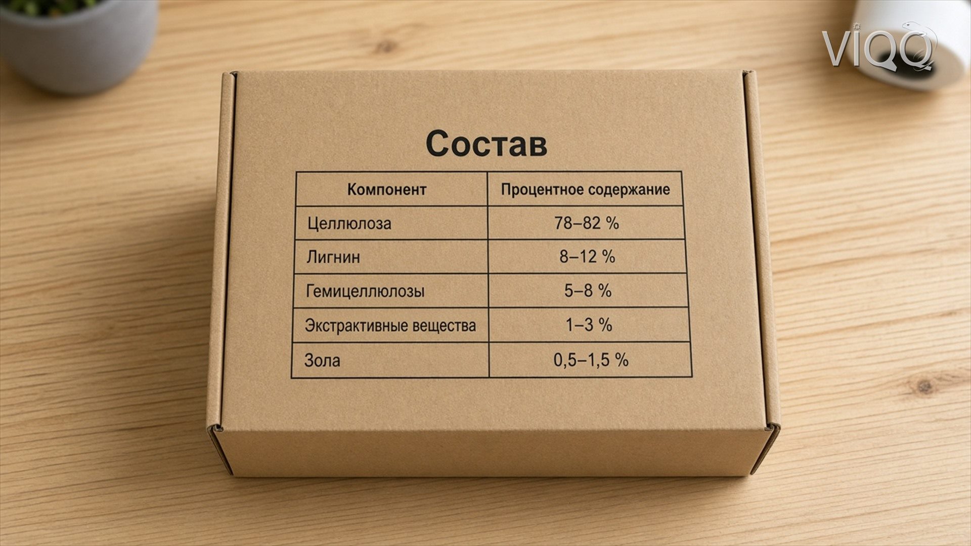 Оборот коробки с таблицей состава