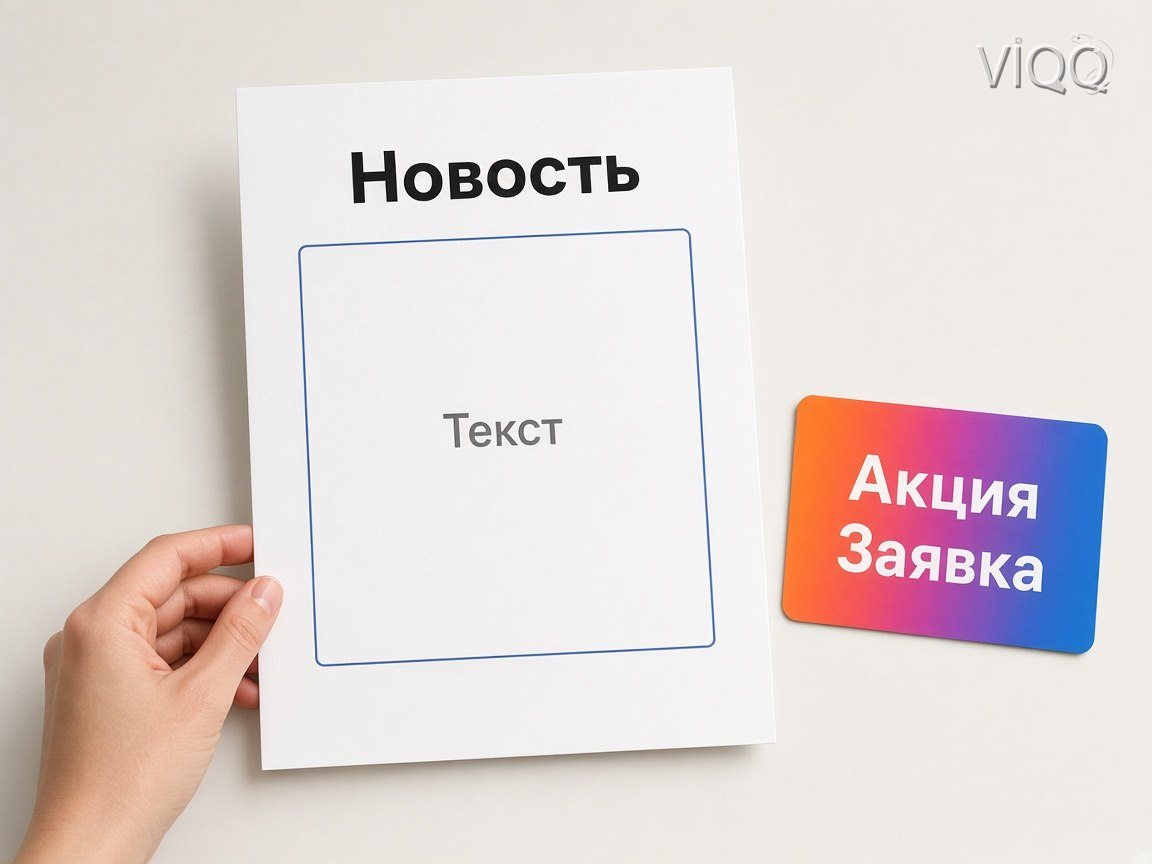 Лист шаблона Новость с полем Текст и карточка Акция, Заявка