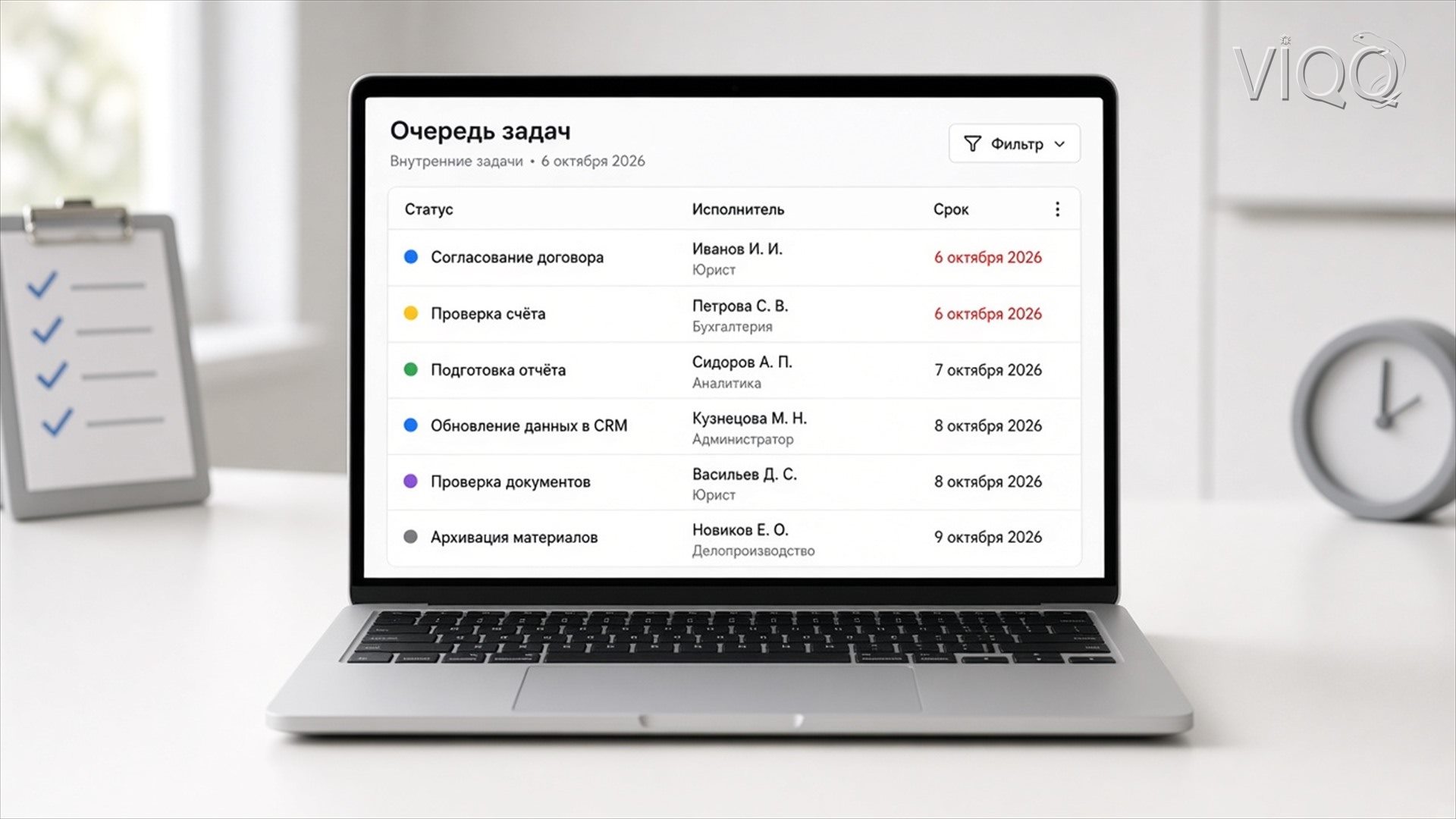 Интерфейс Back-office системы: список и статусы