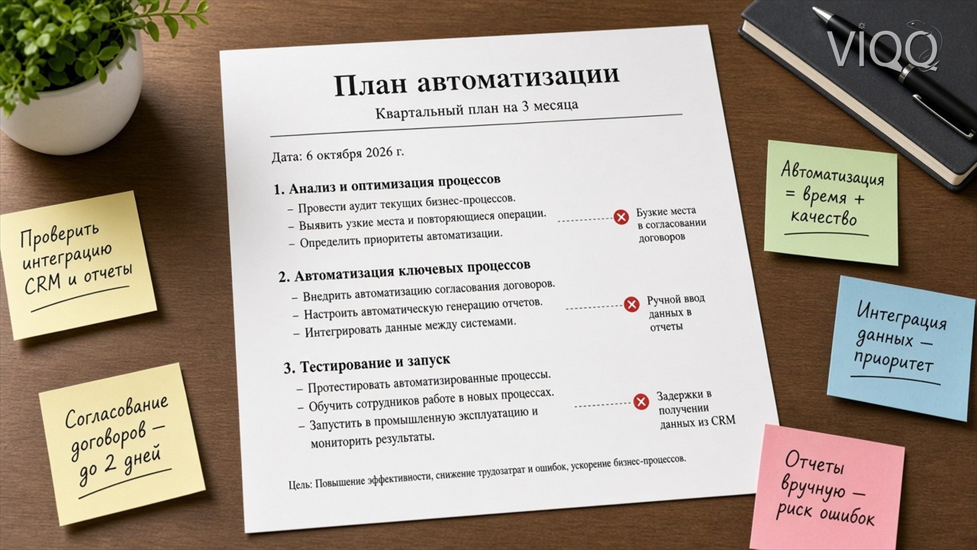 План автоматизации: три шага на квартал с датой 6 октября 2026