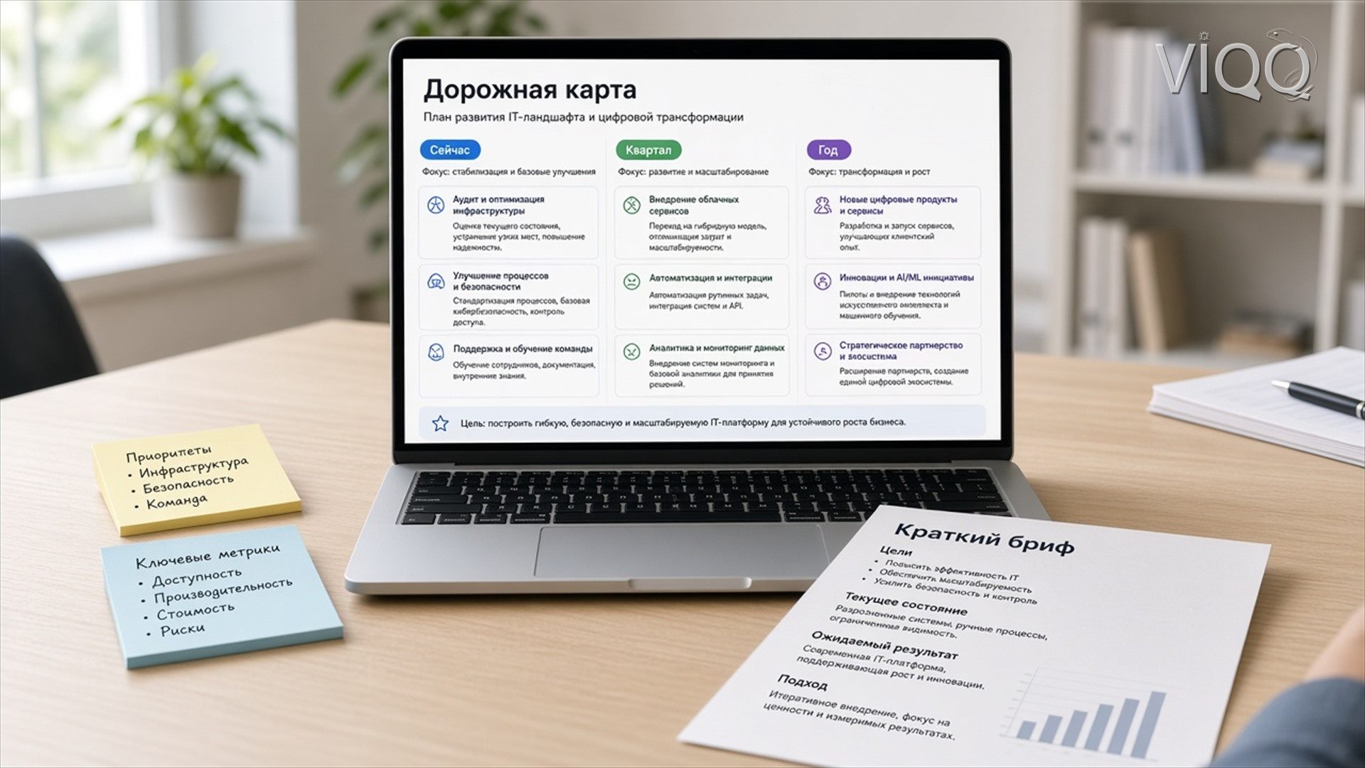 IT-консалтинг рядом с картой процессов на столе