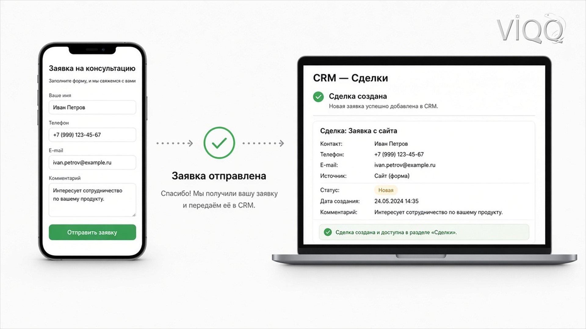 Карточка клиента в CRM: запись разговора, заказ и менеджер