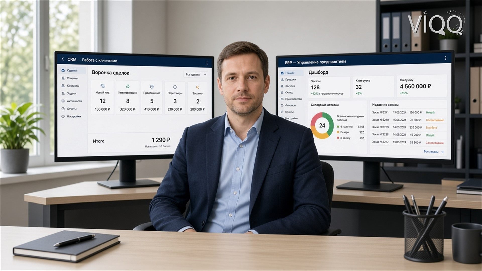 Мониторы в офисе: CRM, ERP и склад на экранах