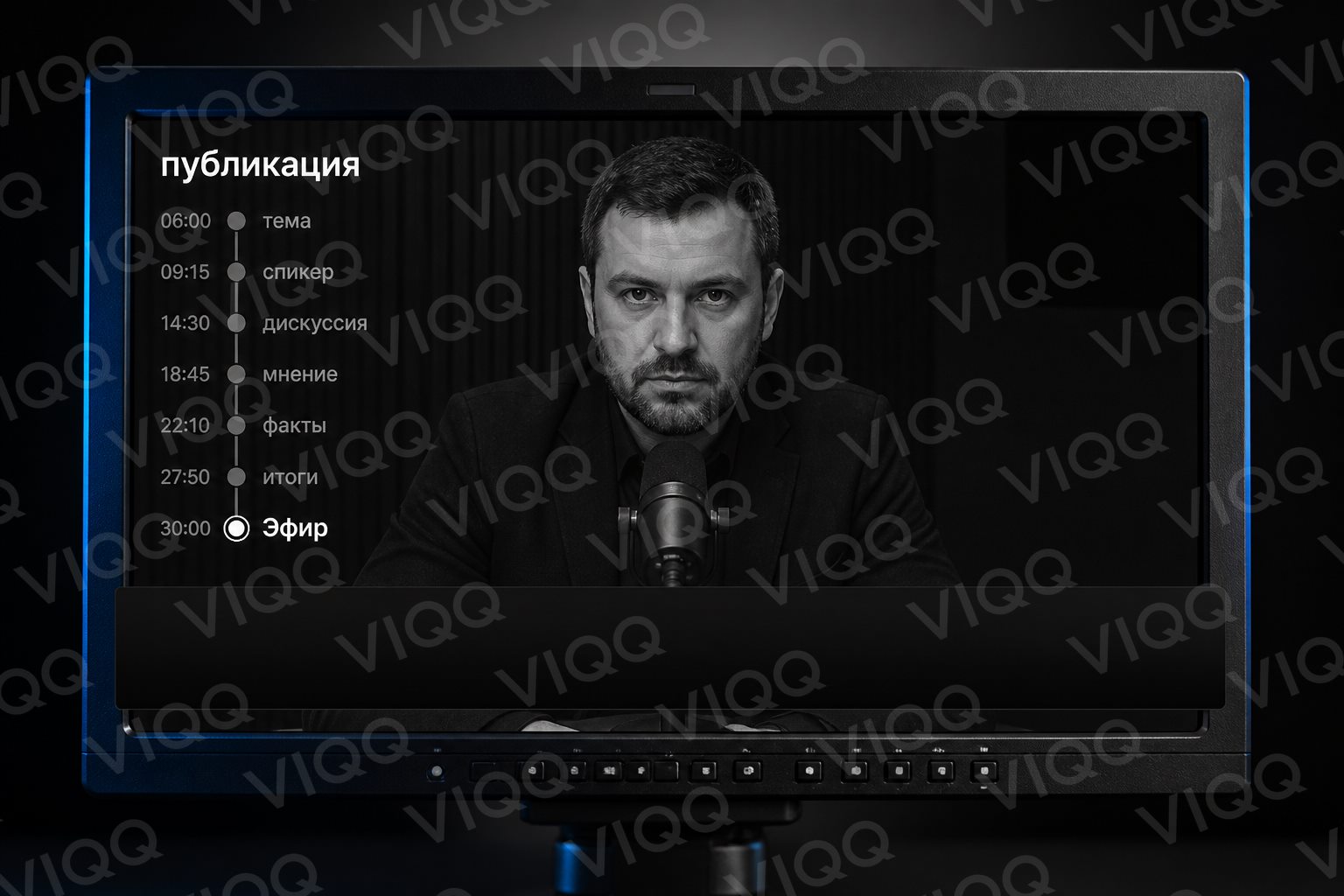 Монтажный стол и два тёмных экрана