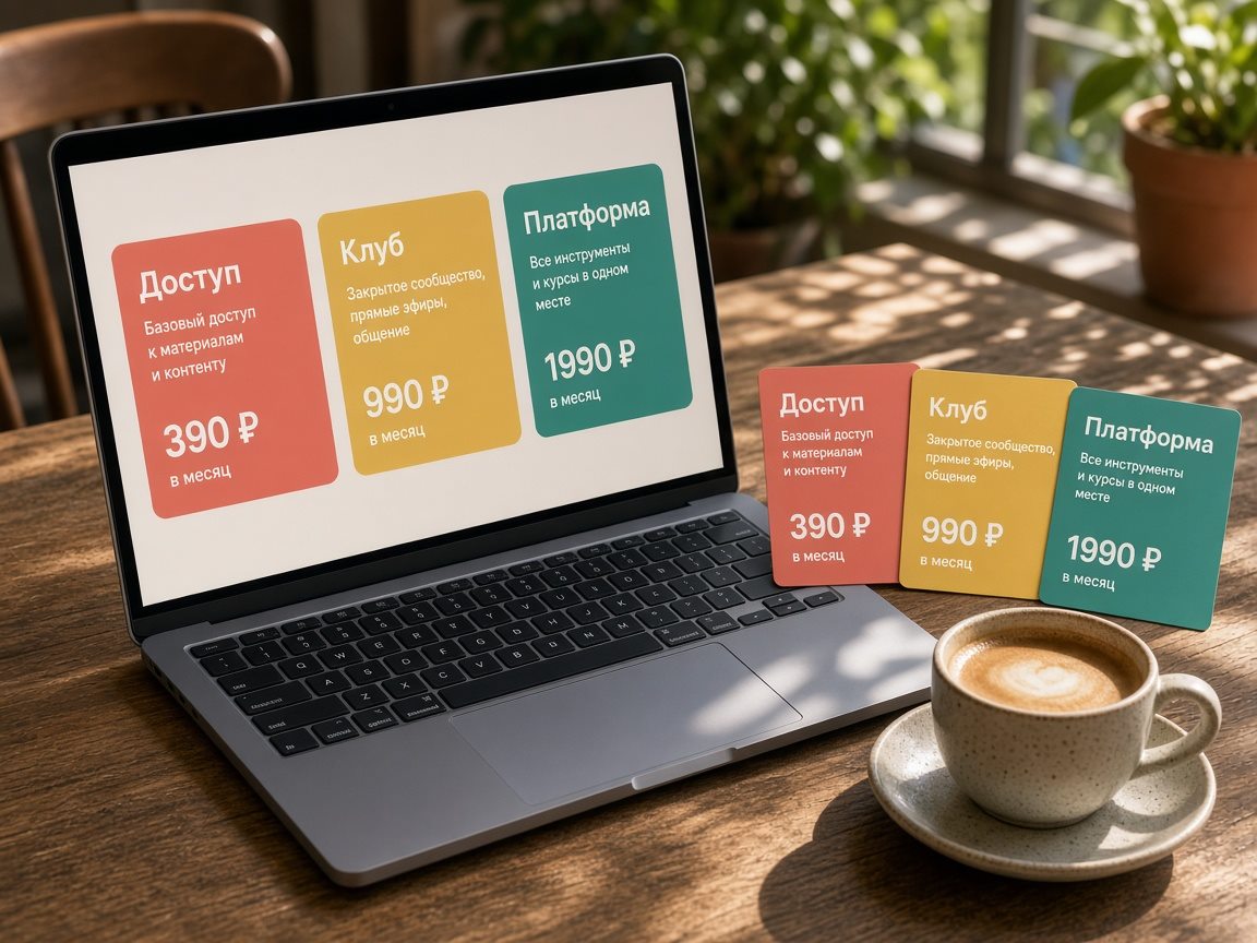 Планшет со сравнением пакетов Доступ, Клуб и Платформа