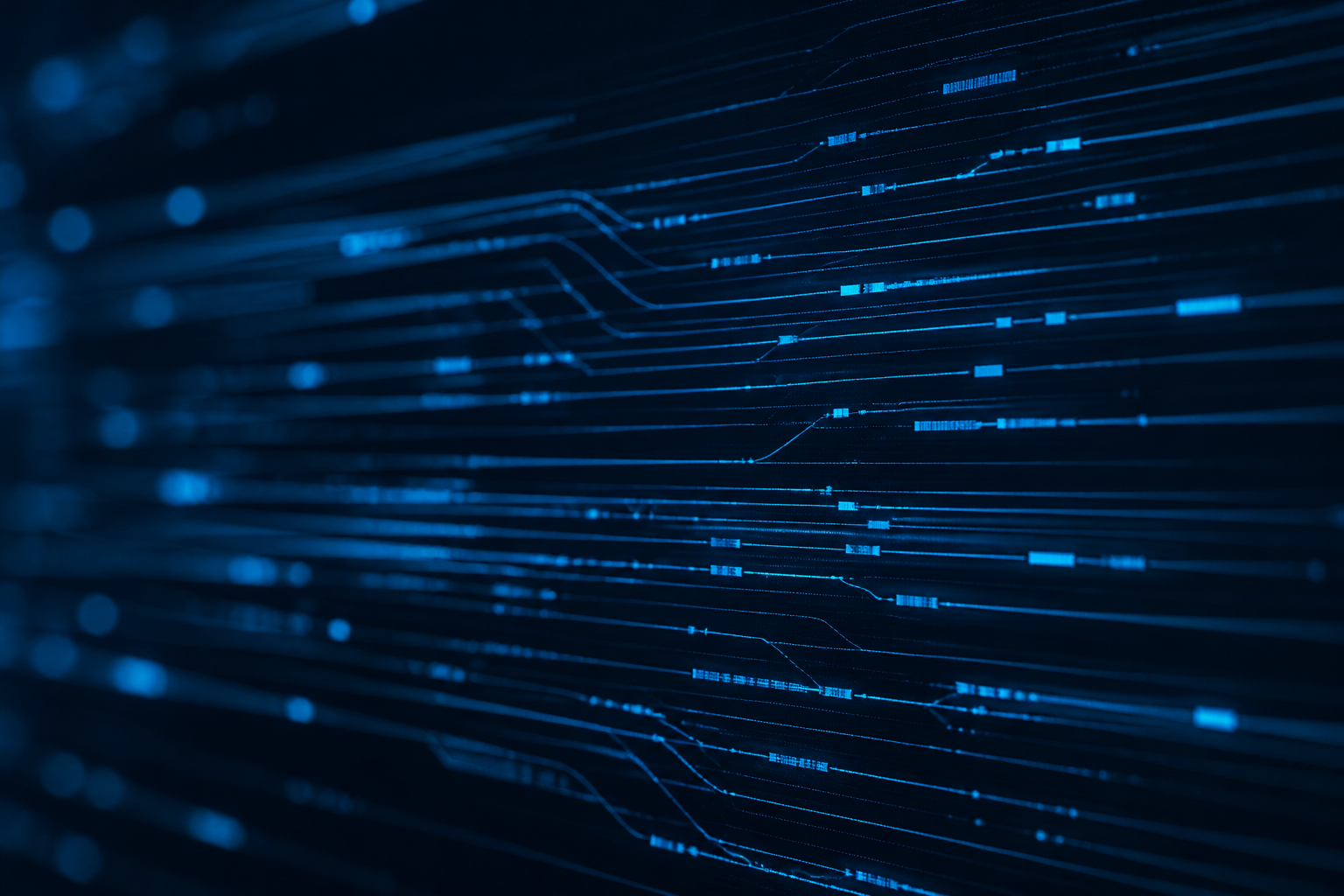 Ленты событий на тёмном мониторе