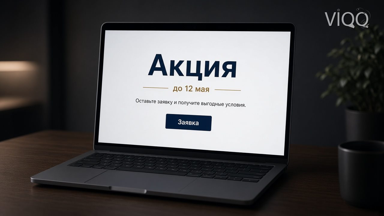 Ноутбук: акция, дата окончания и кнопка Заявка