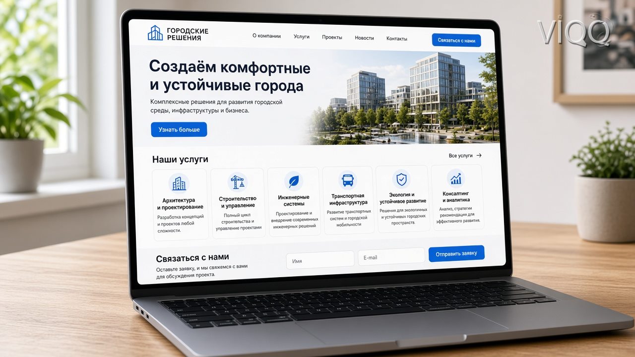 Ноутбук: новая главная с карточками услуг и формой