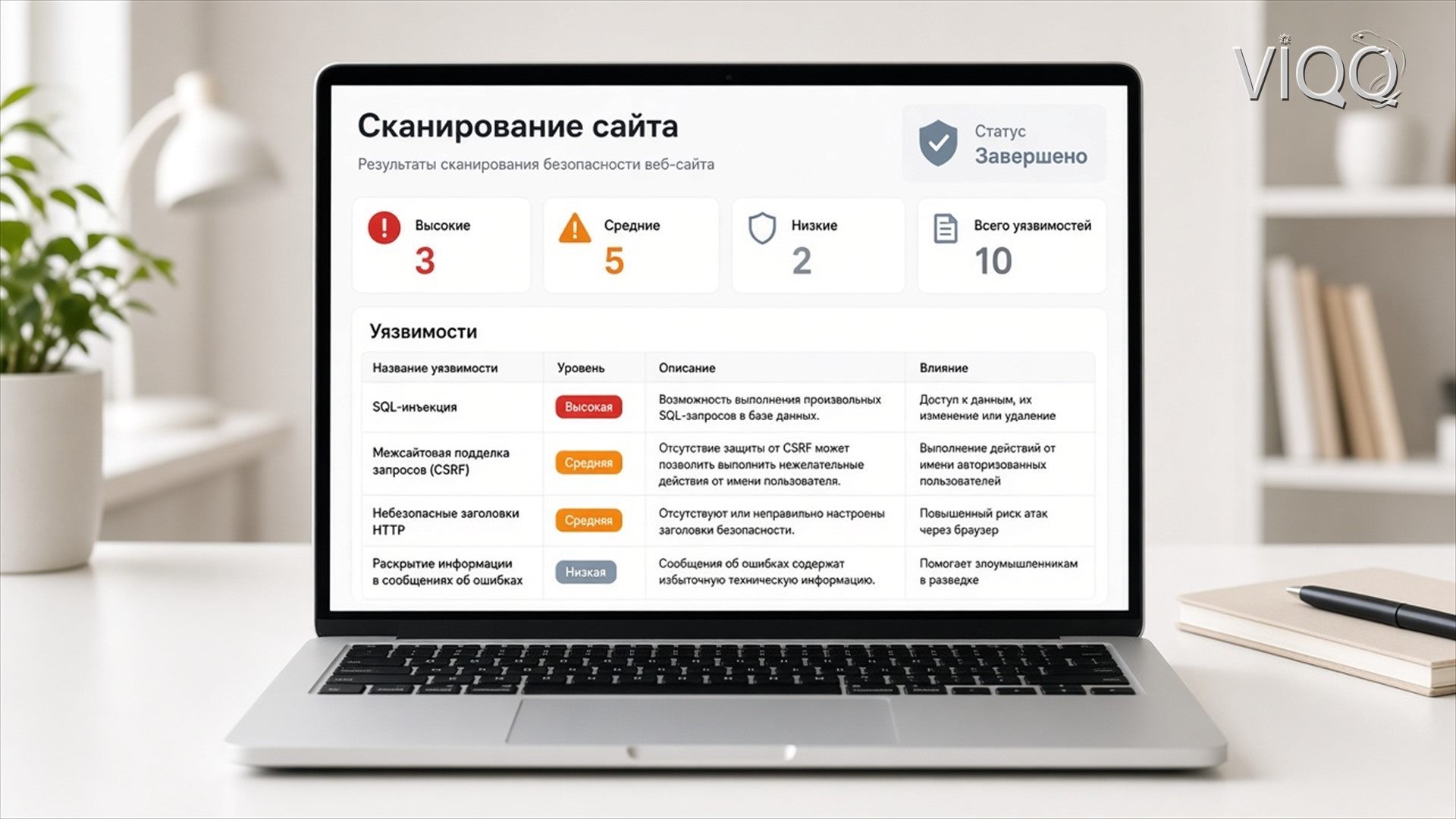 Отчёт сканера: найденные уязвимости по серьёзности