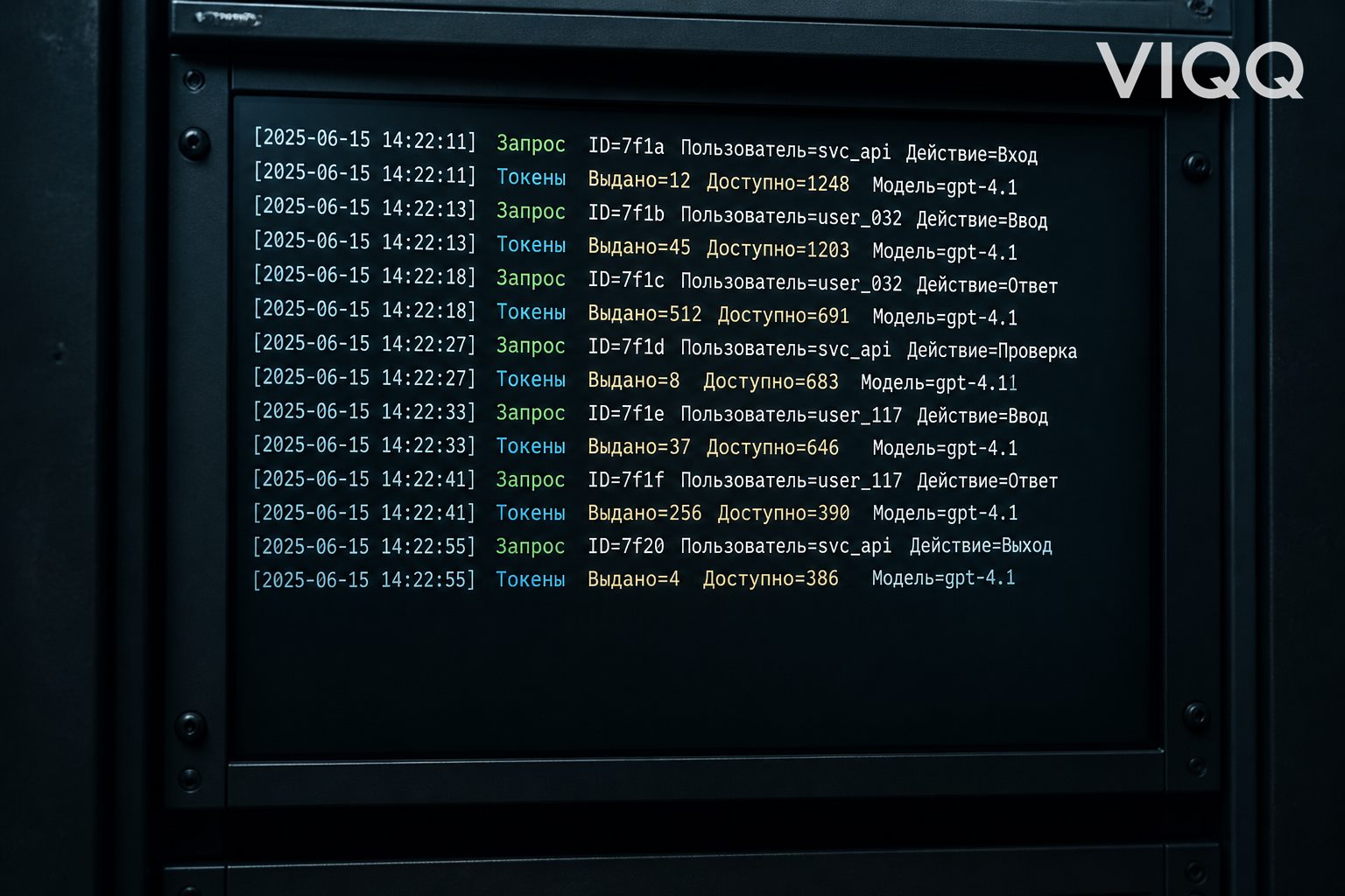 Кабинет с логом запросов к модели на русском