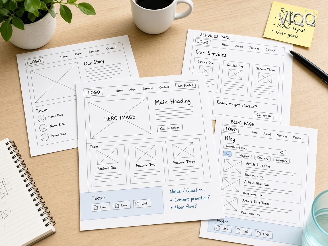 Схема меню и блоков на wireframe главной страницы