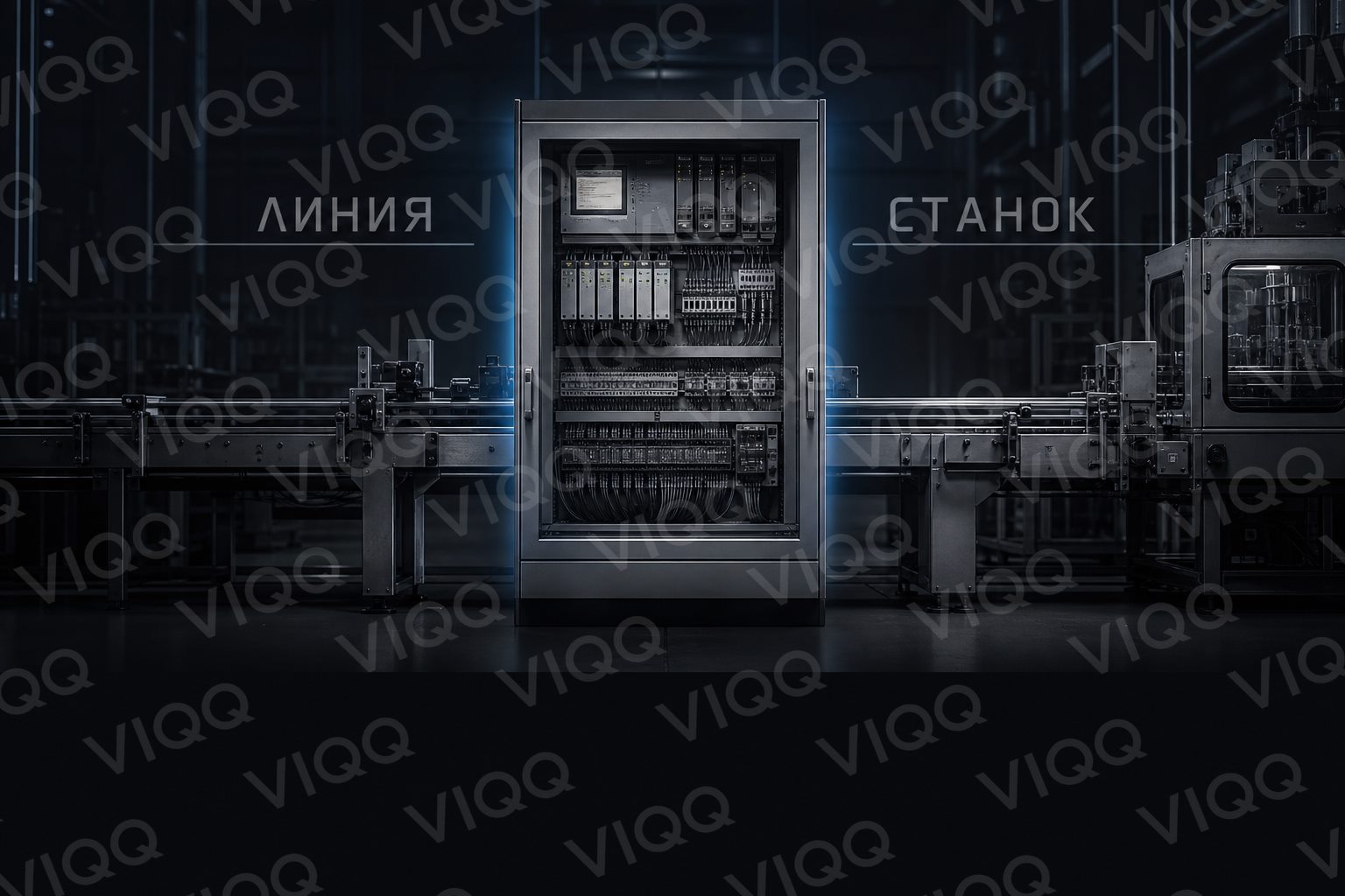 Шкаф ПЛК и линия: станок