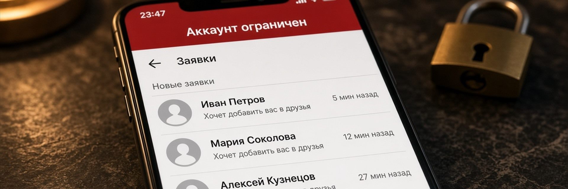 Телефон с красной плашкой Аккаунт ограничен