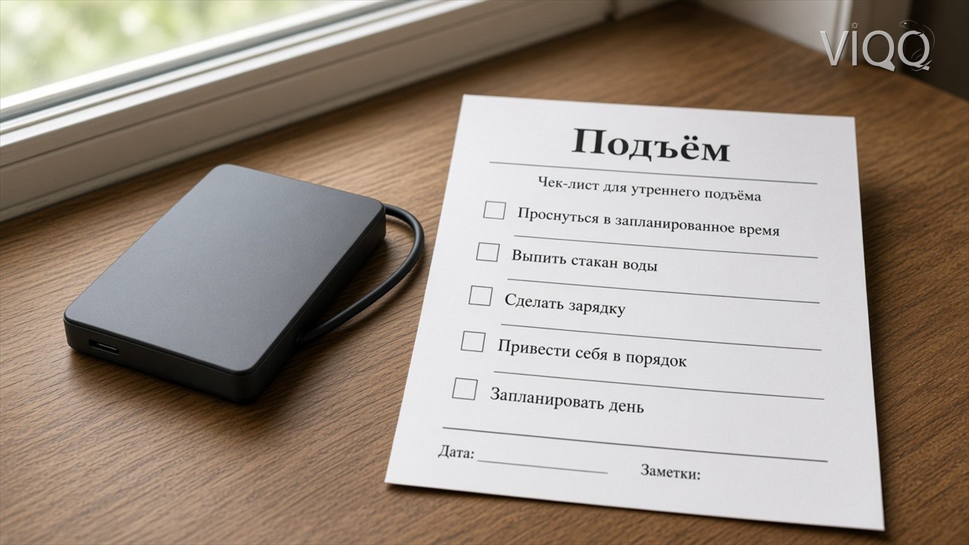 Диск и лист со словом Подъём